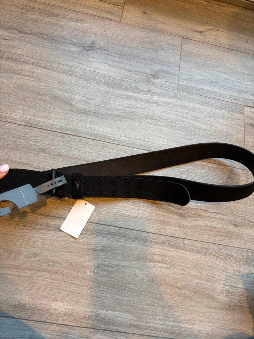 Allsaints mens covered eyelet suede leather black belt new tags size 40